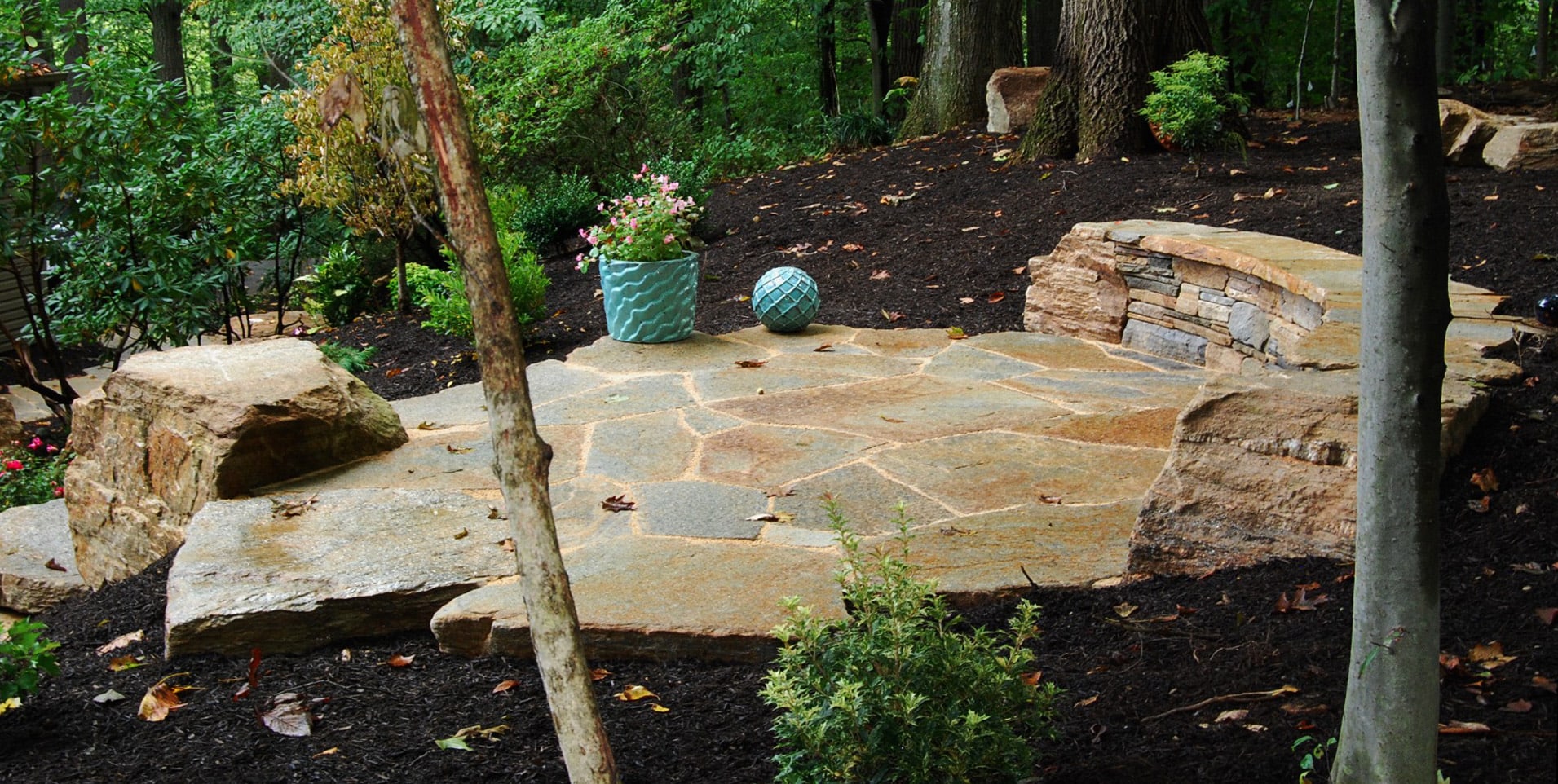 WildWorks natural stone pond and garden